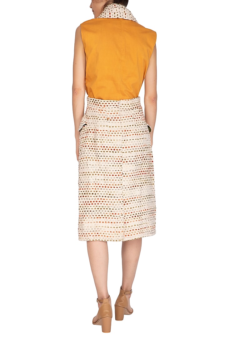 Cream Handloom Cotton Summer Dress by Three Piece Company at Pernia's Pop Up Shop