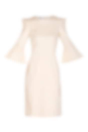 Ecru Dress With Sharp Shoulders by Three Piece Company