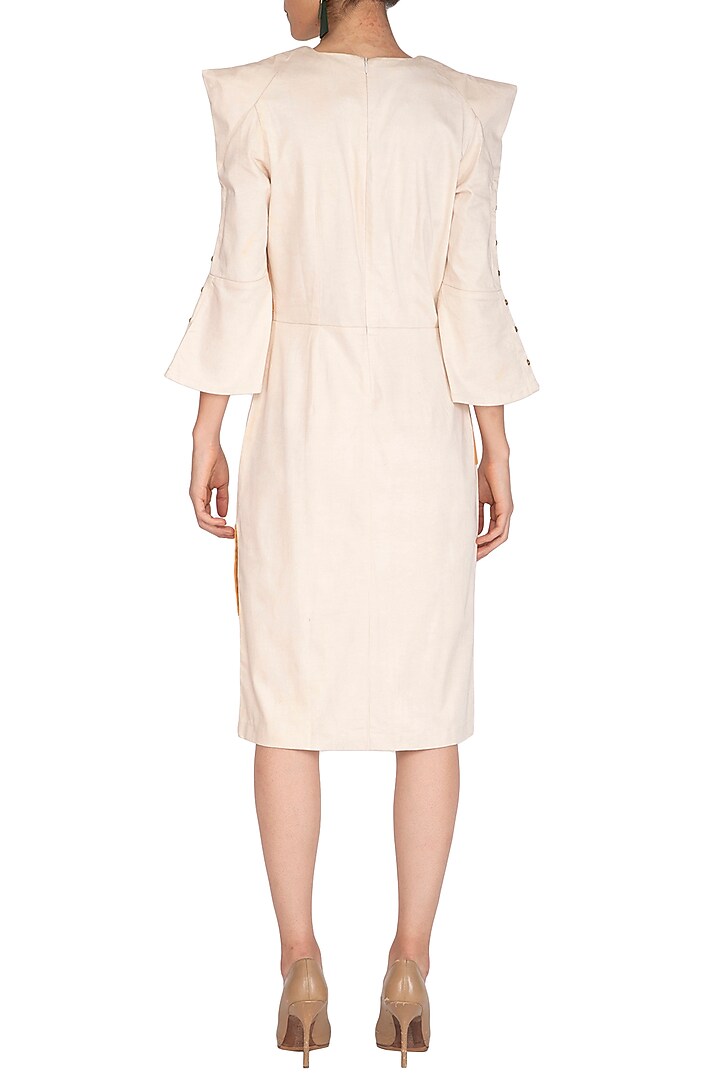 Ecru Summer Dress With Sharp Shoulders by Three Piece Company at Pernia's Pop Up Shop
