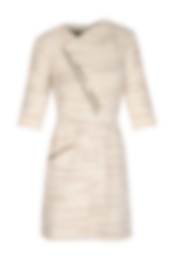 Cream Overlap Handloom Dress by Three Piece Company