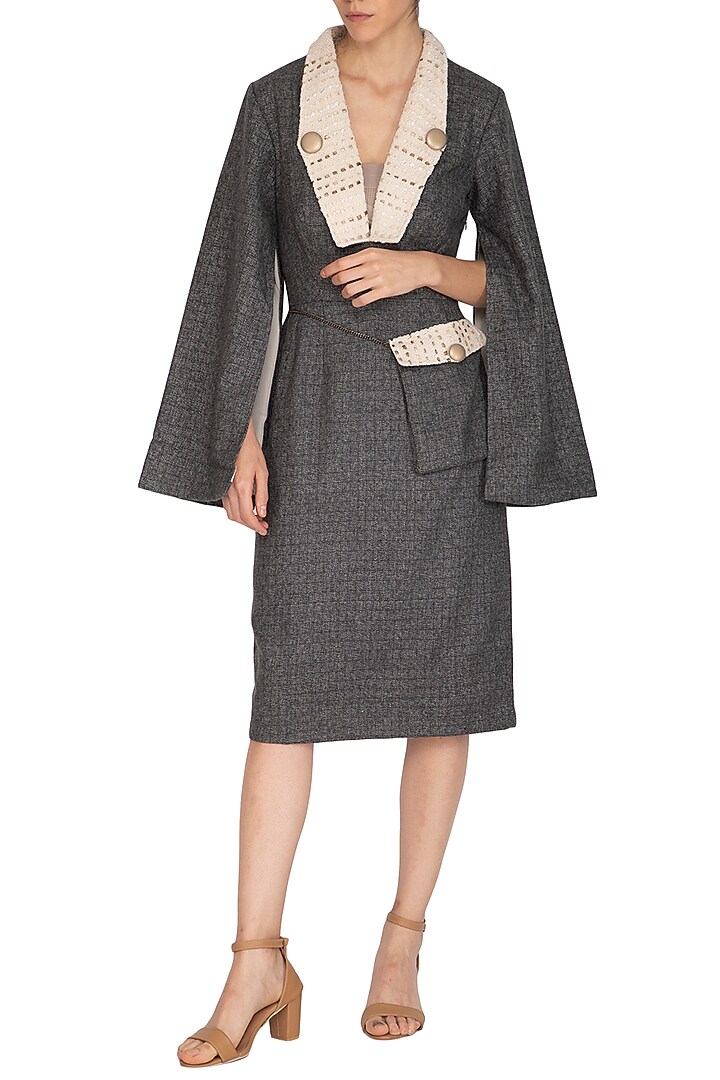 Slate Grey Woolen Summer Dress by Three Piece Company at Pernia's Pop Up Shop
