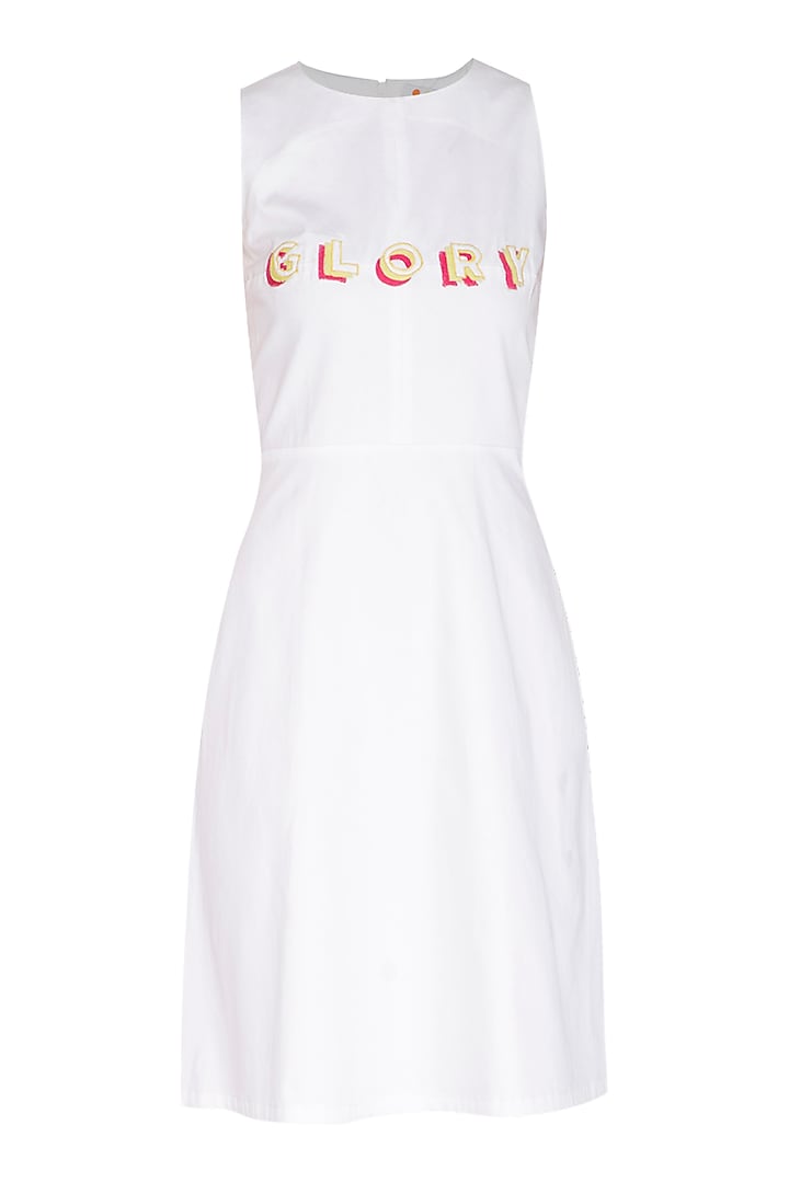 White Embroidered Dress by Three Piece Company