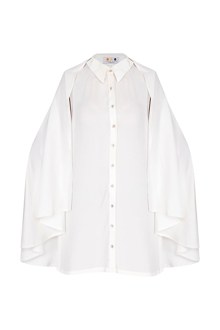 White Shirt With Attached Cape Design by Three Piece Company at Pernia ...