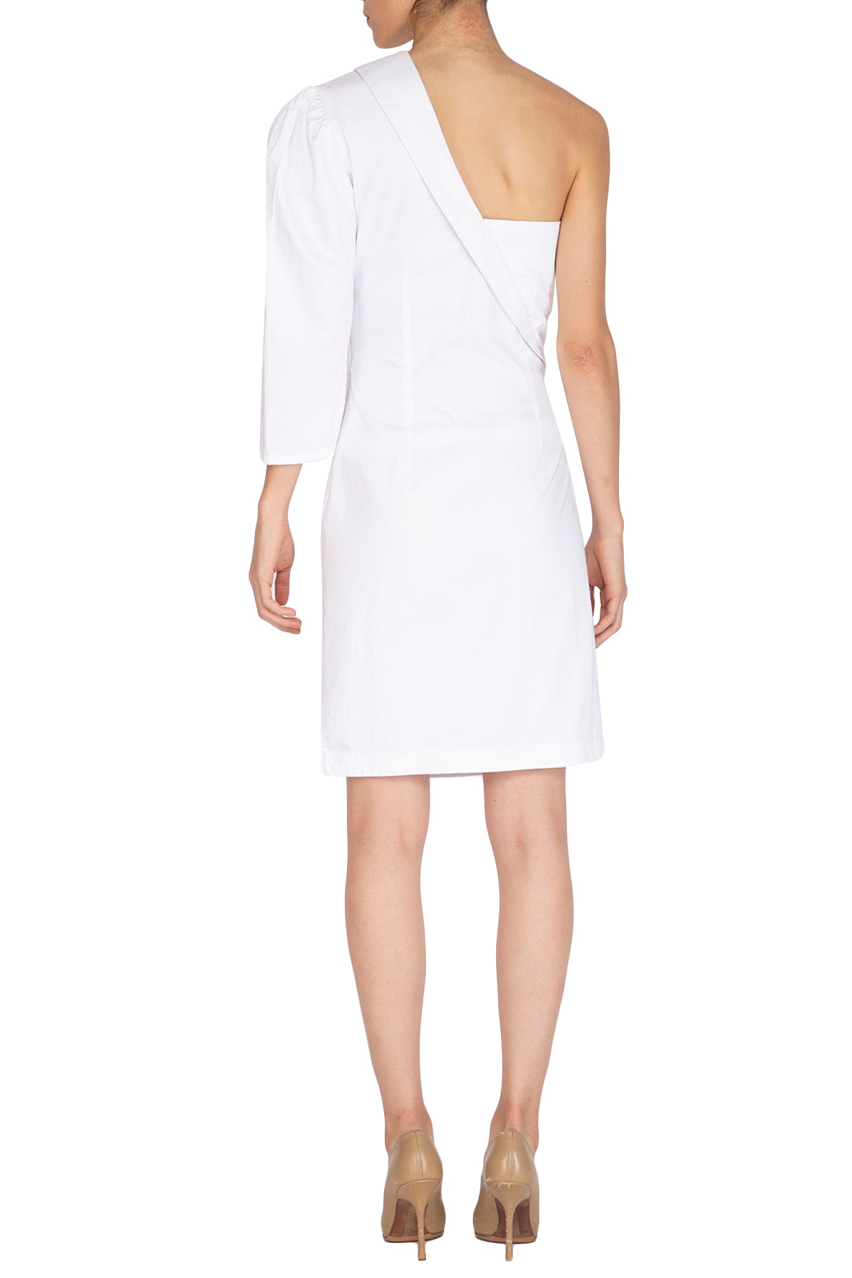 White Half Bustier-Half Jacket Dress 