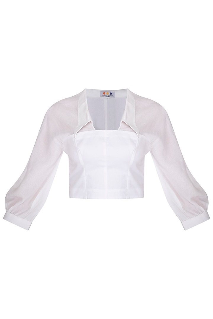 White Corset Panelled Top by Three Piece Company
