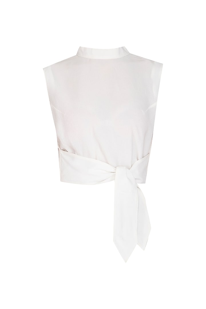 White Band Collared Crop Top Design by Three Piece Company at Pernia's ...