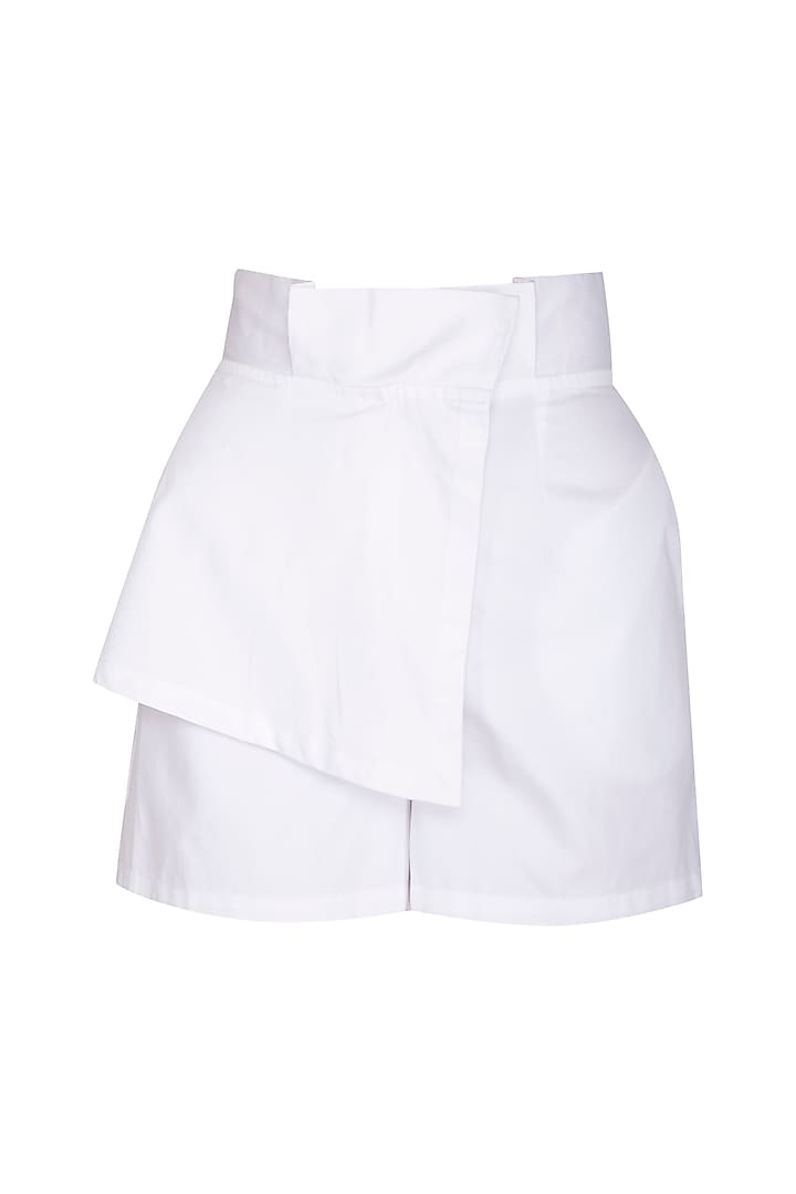 White Embroidered Shorts by Three Piece Company