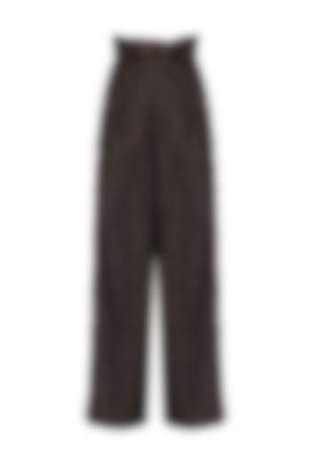 Brown Flared Pants by Three Piece Company