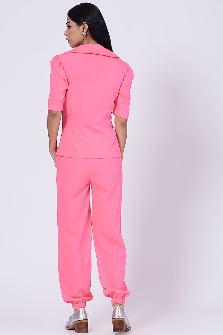 Pink Poly Crepe Shirt by Three Piece Company at Pernia's Pop Up Shop
