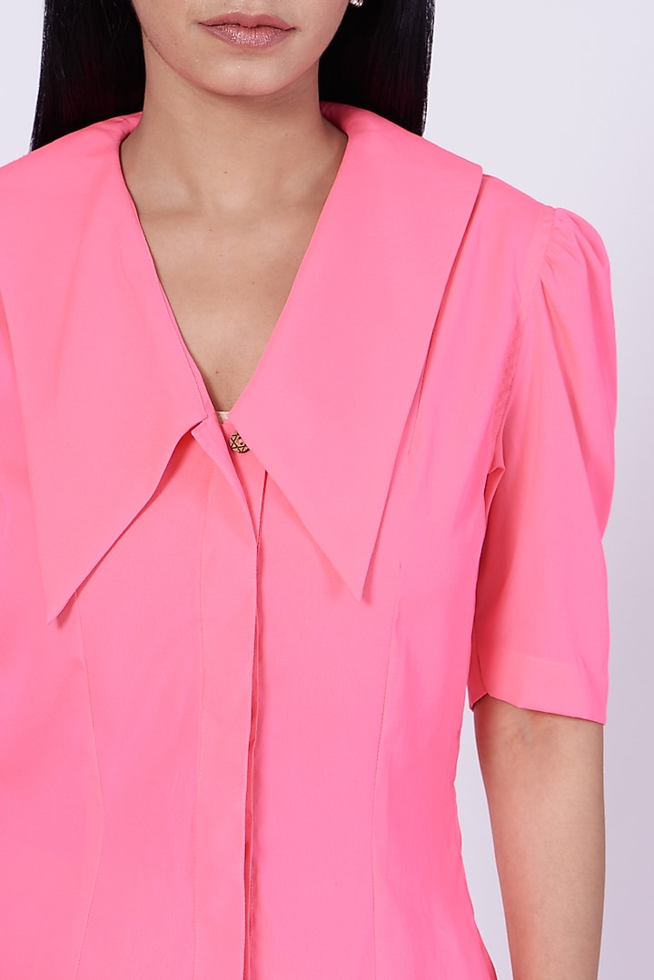 Pink Poly Crepe Shirt by Three Piece Company at Pernia's Pop Up Shop