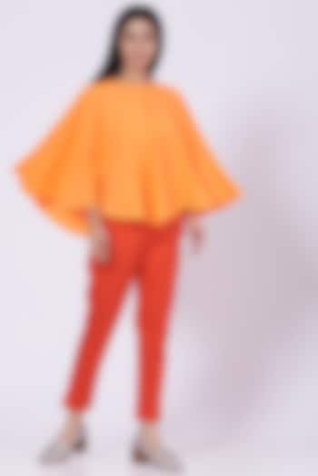 Orange Poly Crepe Poncho Top by Three Piece Company at Pernia's Pop Up Shop