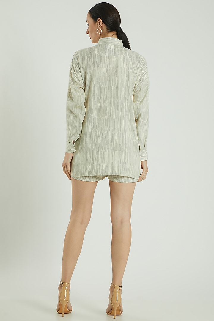 Grey Cotton Linen Shirt by Three Piece Company at Pernia's Pop Up Shop