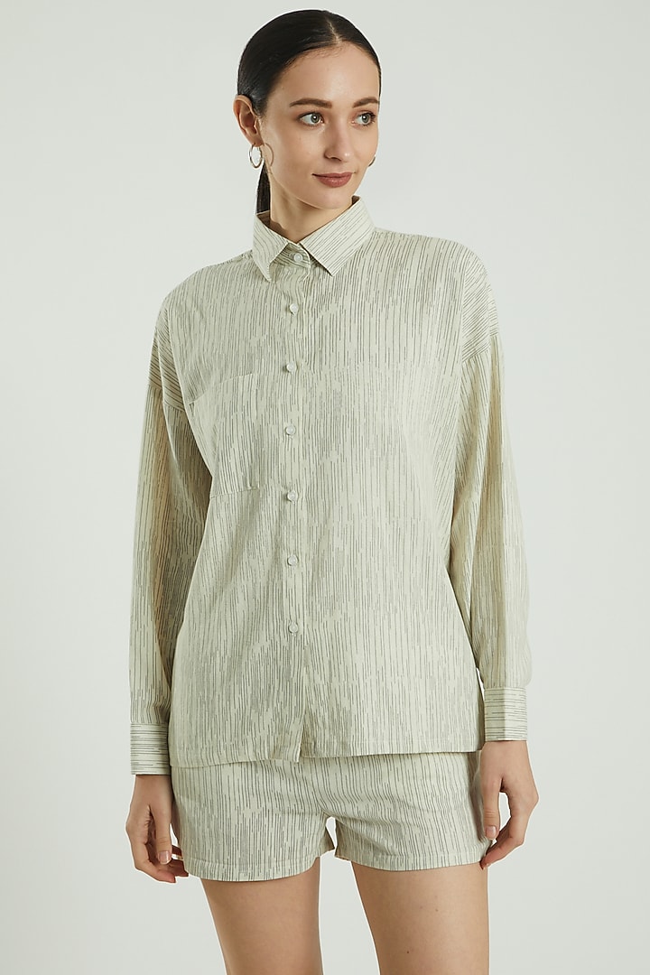 Grey Cotton Linen Shirt by Three Piece Company at Pernia's Pop Up Shop