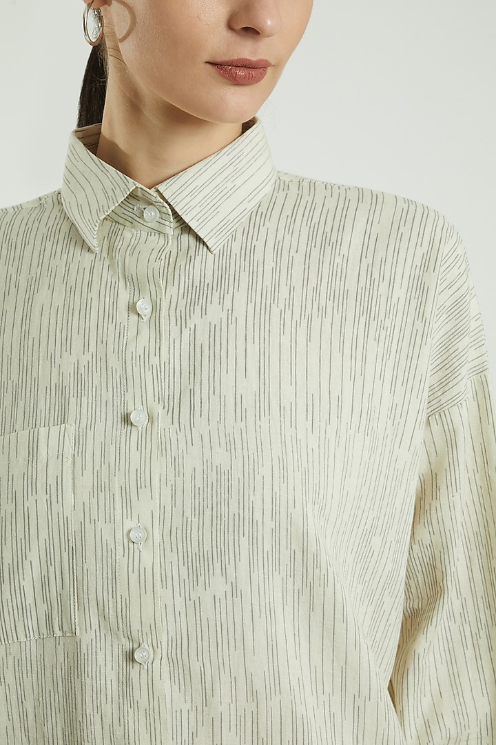 Grey Cotton Linen Shirt by Three Piece Company at Pernia's Pop Up Shop