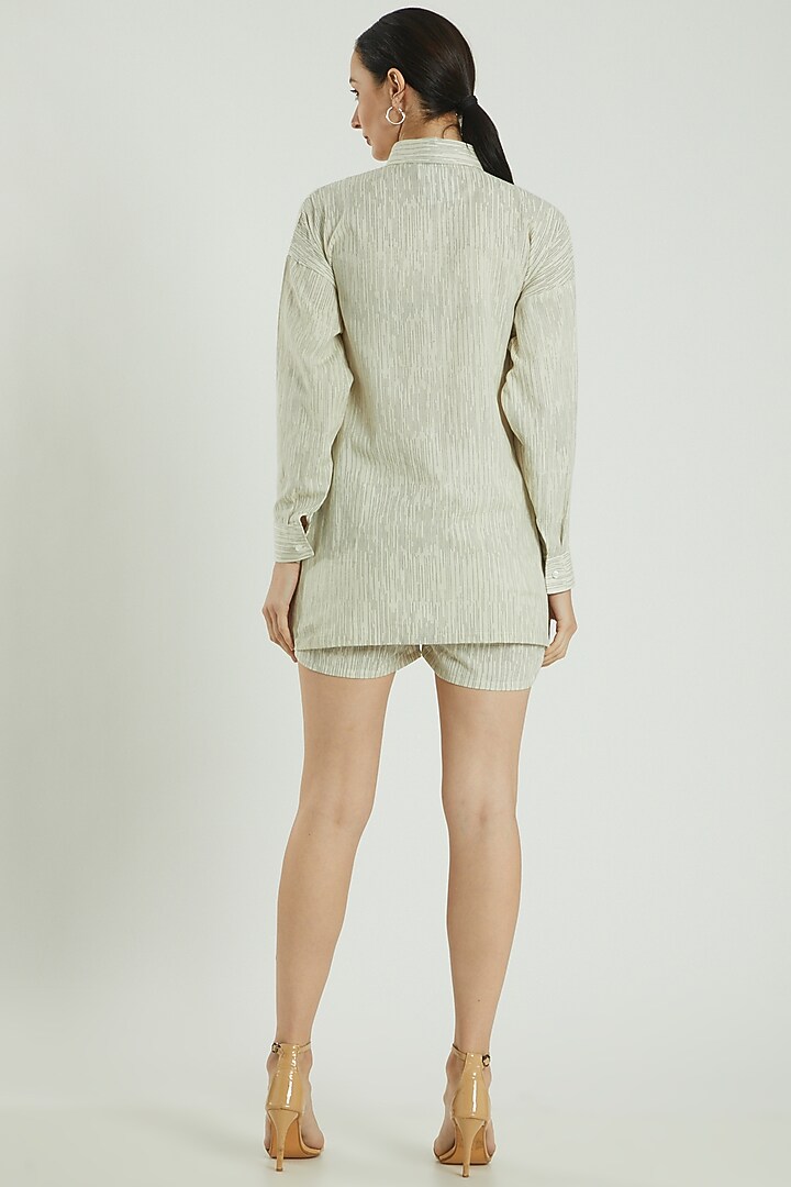 Grey Linen Shorts by Three Piece Company at Pernia's Pop Up Shop