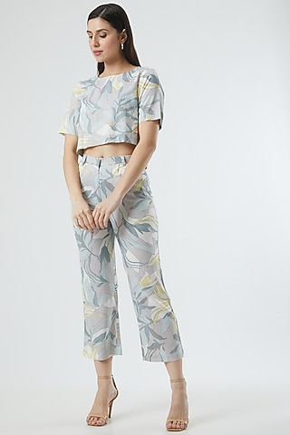 Blue Linen Striped Top by Three Piece Company