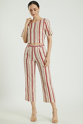 Red Cotton Linen Top by Three Piece Company