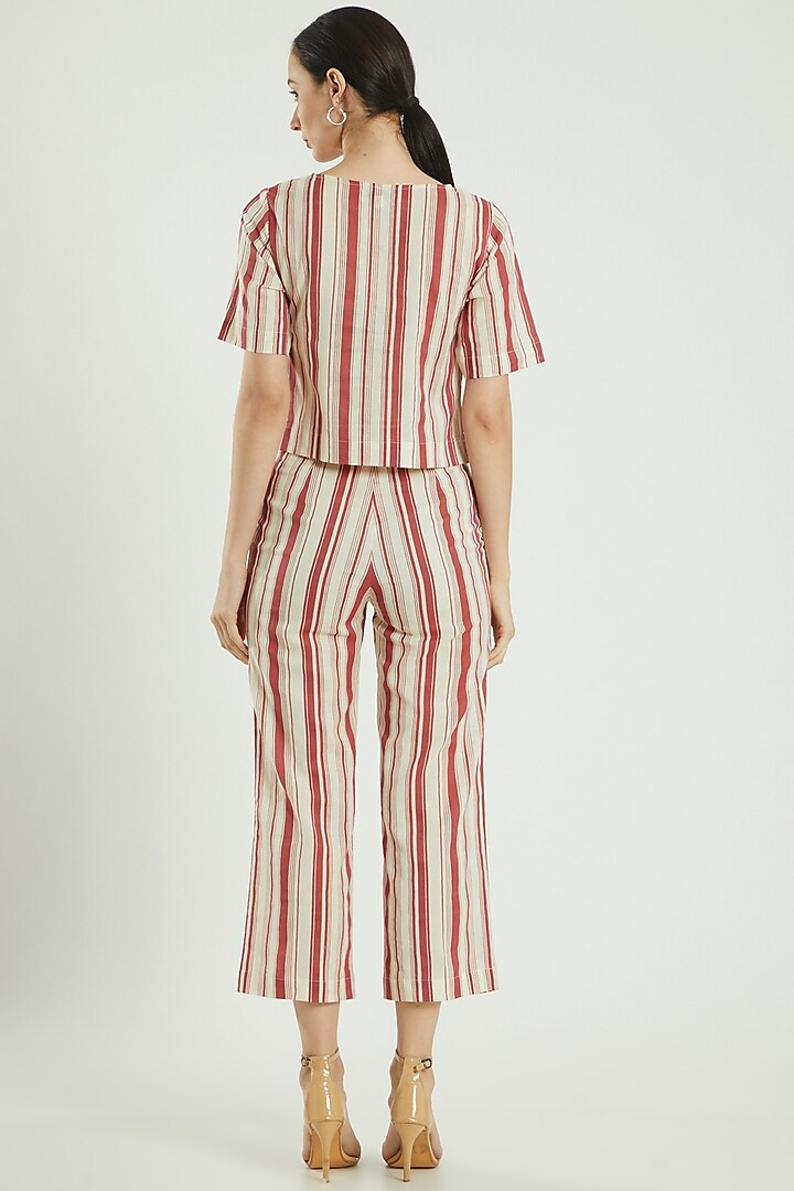 Red Cotton Linen Top by Three Piece Company at Pernia's Pop Up Shop