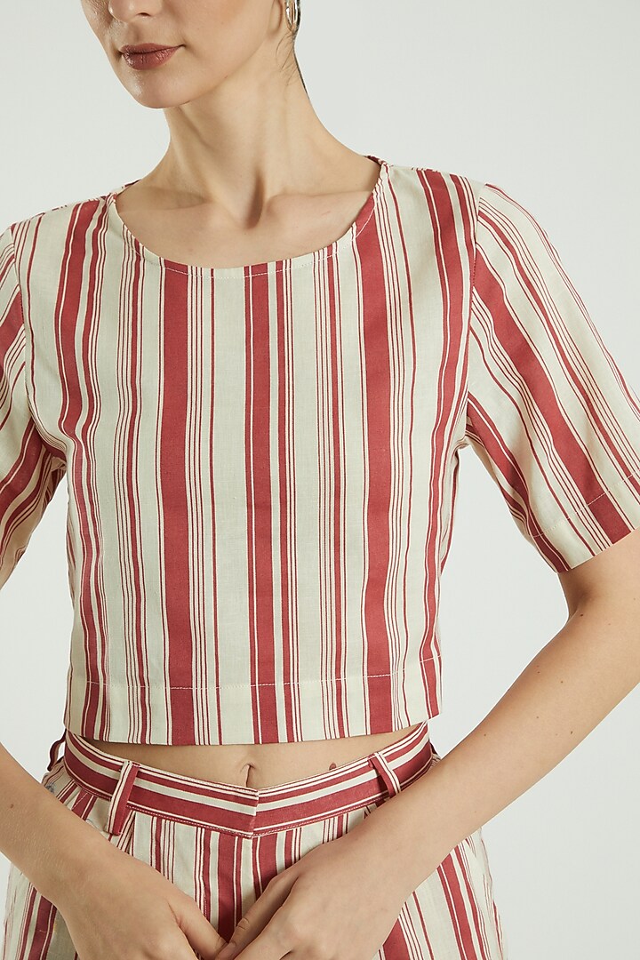 Red Cotton Linen Top by Three Piece Company at Pernia's Pop Up Shop