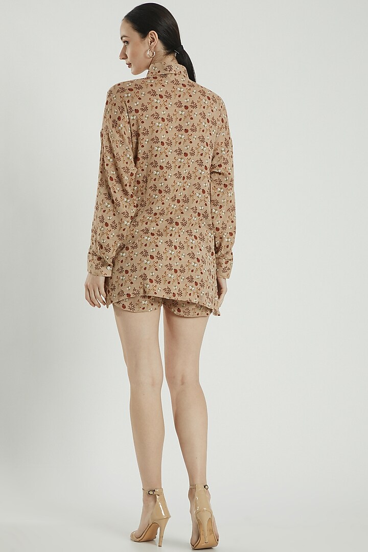 Brown Printed Shirt by Three Piece Company at Pernia's Pop Up Shop