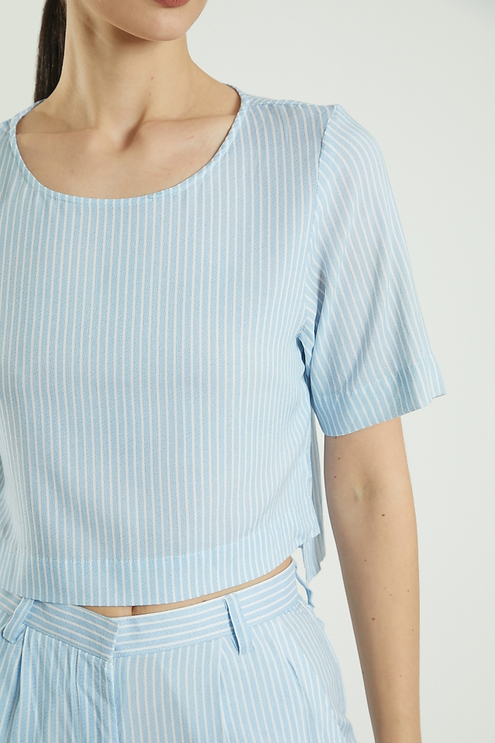 Blue Cotton Linen Pants by Three Piece Company at Pernia's Pop Up Shop