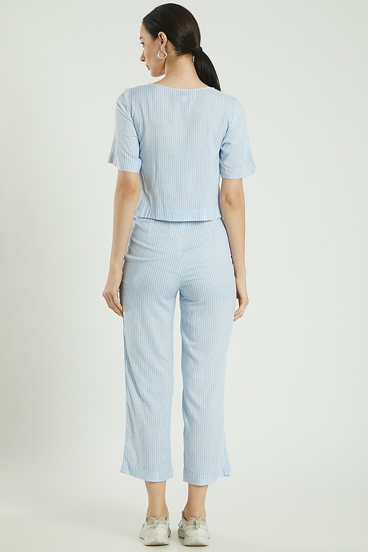 Blue Cotton Linen Top by Three Piece Company at Pernia's Pop Up Shop