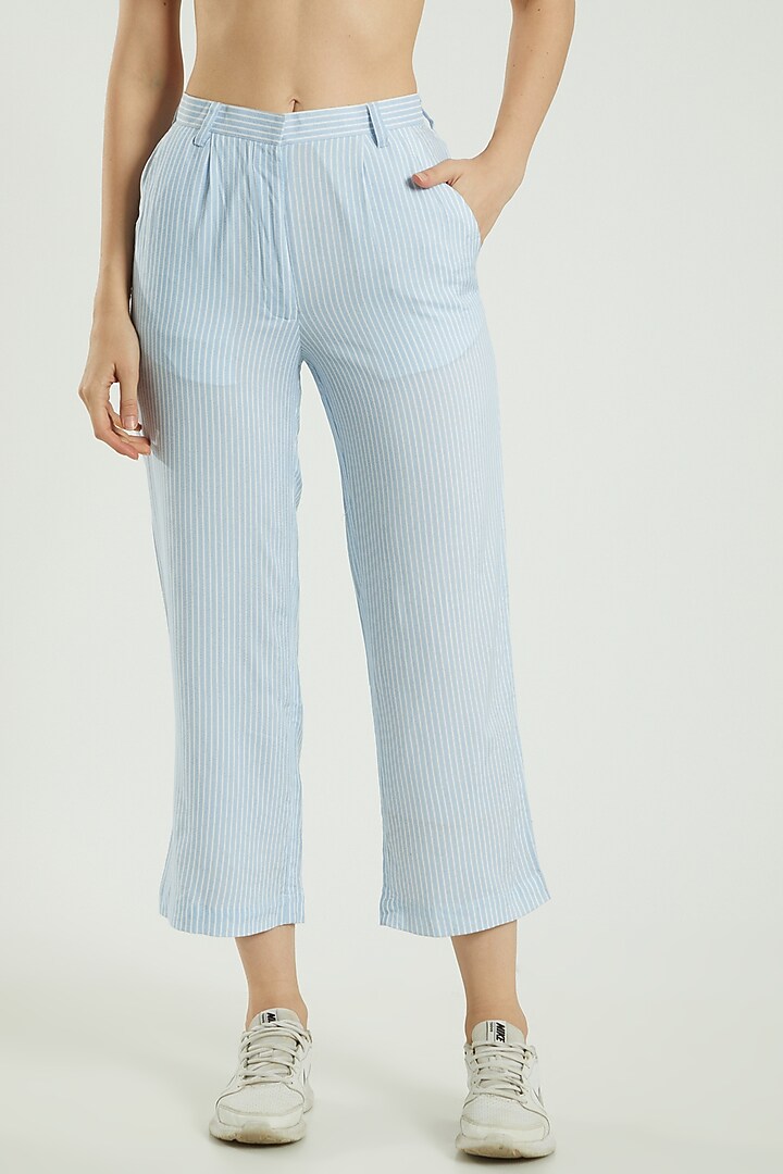 Blue Cotton Linen Top by Three Piece Company at Pernia's Pop Up Shop