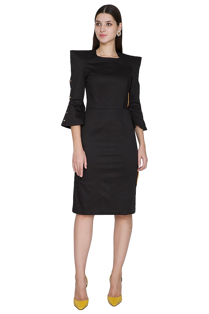 Black Knee-Length Embellished Dress by Three Piece Company