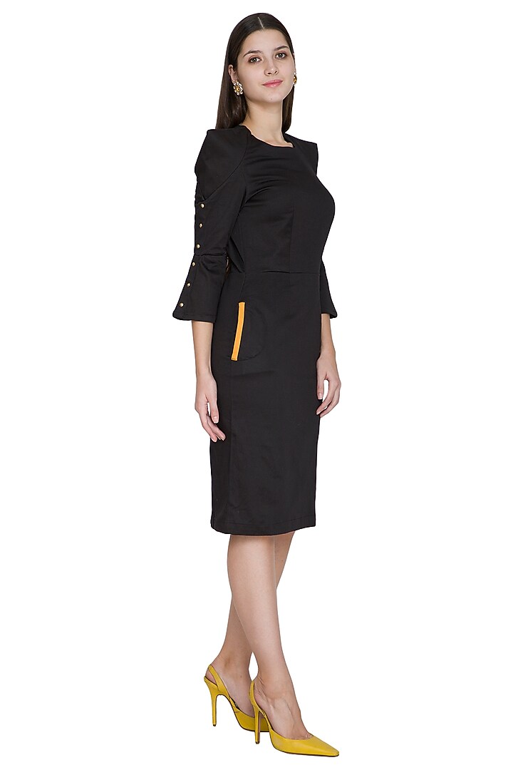 Black Knee-Length Embellished Summer Dress by Three Piece Company at Pernia's Pop Up Shop