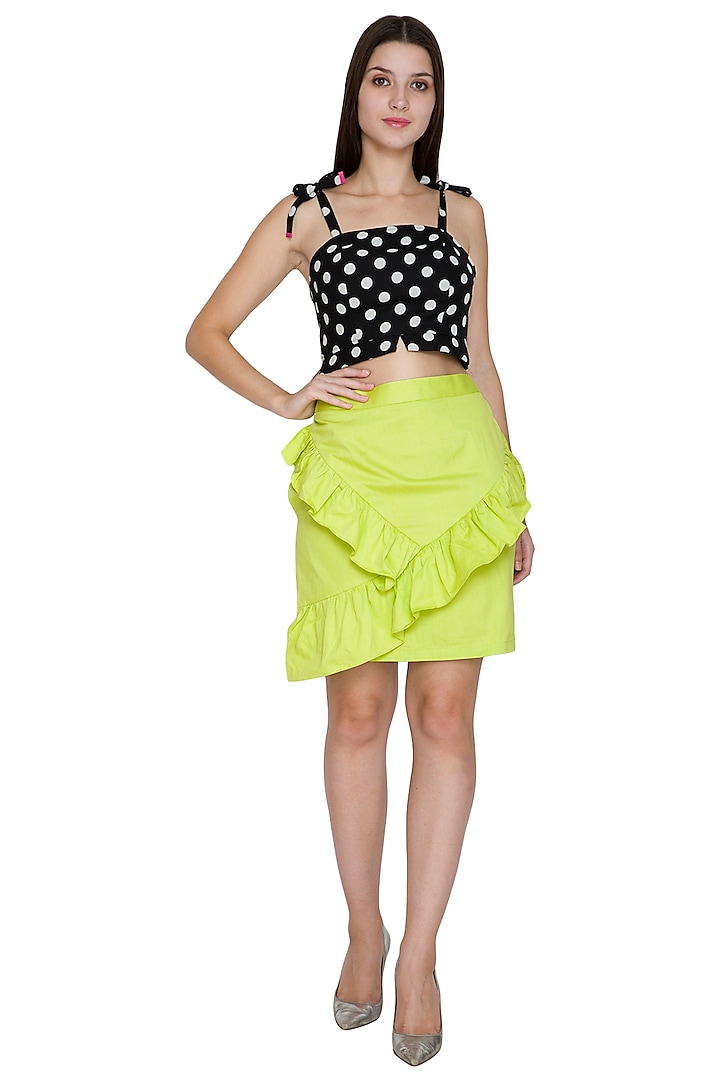 Lime Green Ruffled Skirt by Three Piece Company at Pernia's Pop Up Shop