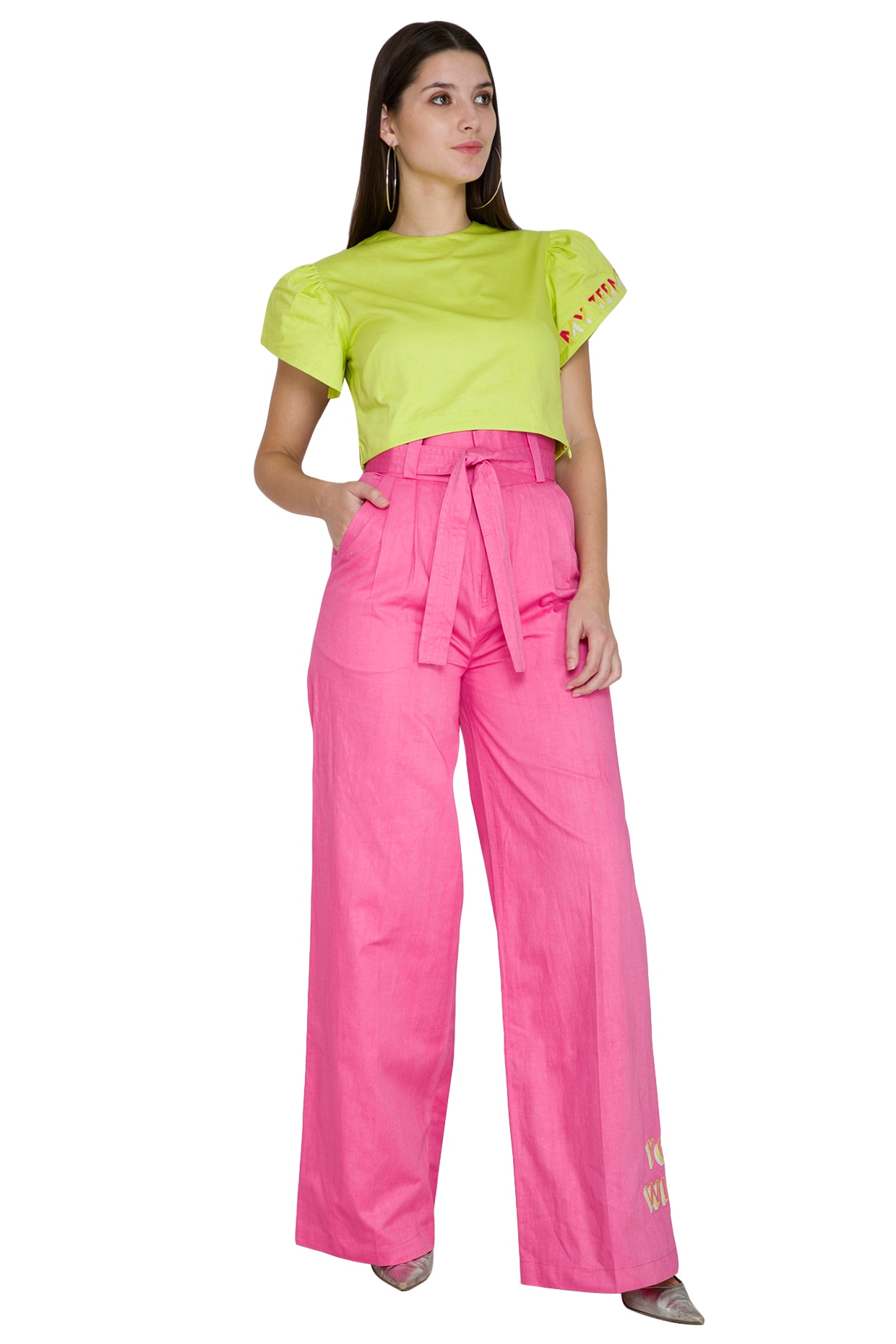 pink pants with belt