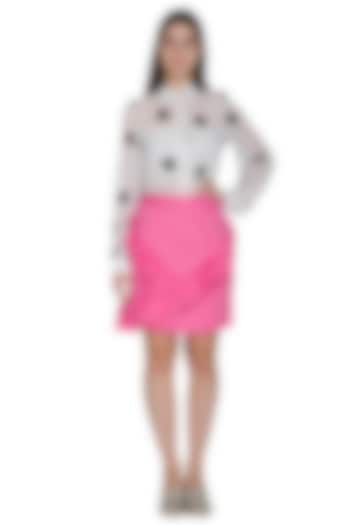 Pink Ruffled Straight Skirt by Three Piece Company