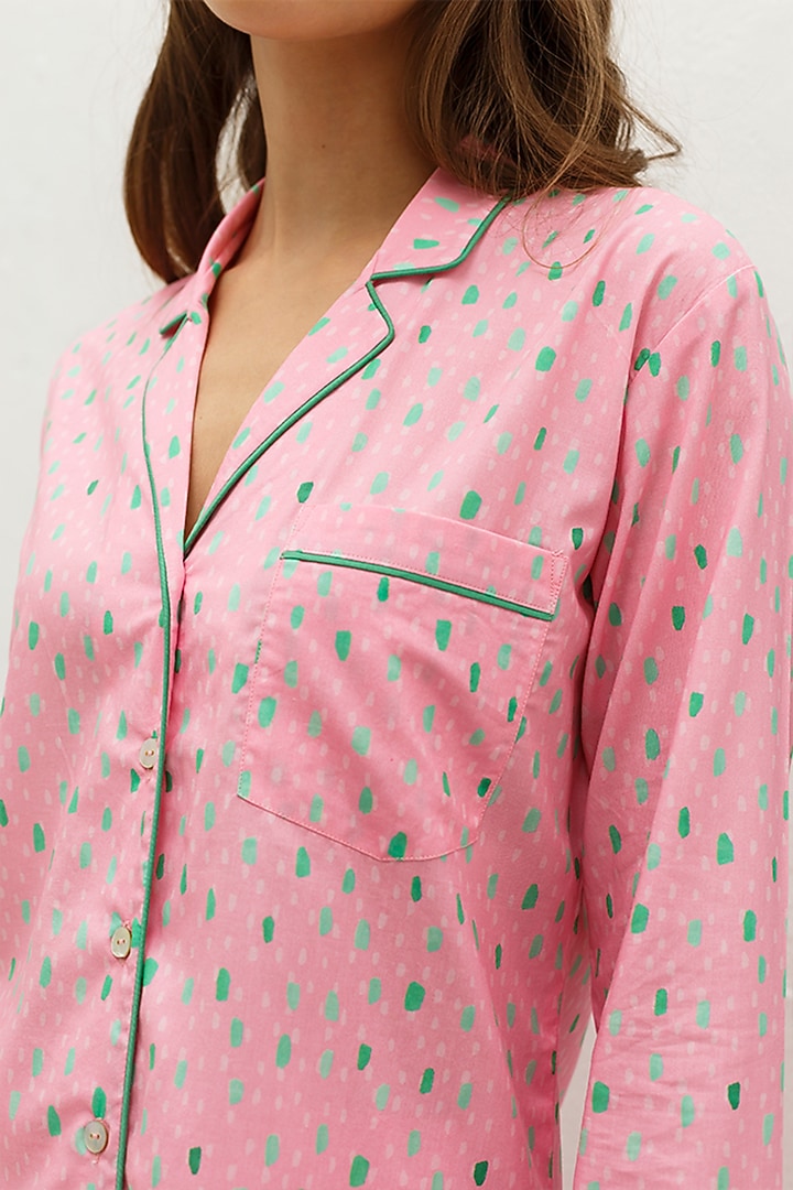 Pink Printed Cotton Shirt  by The Pink Elephant at Pernia's Pop Up Shop
