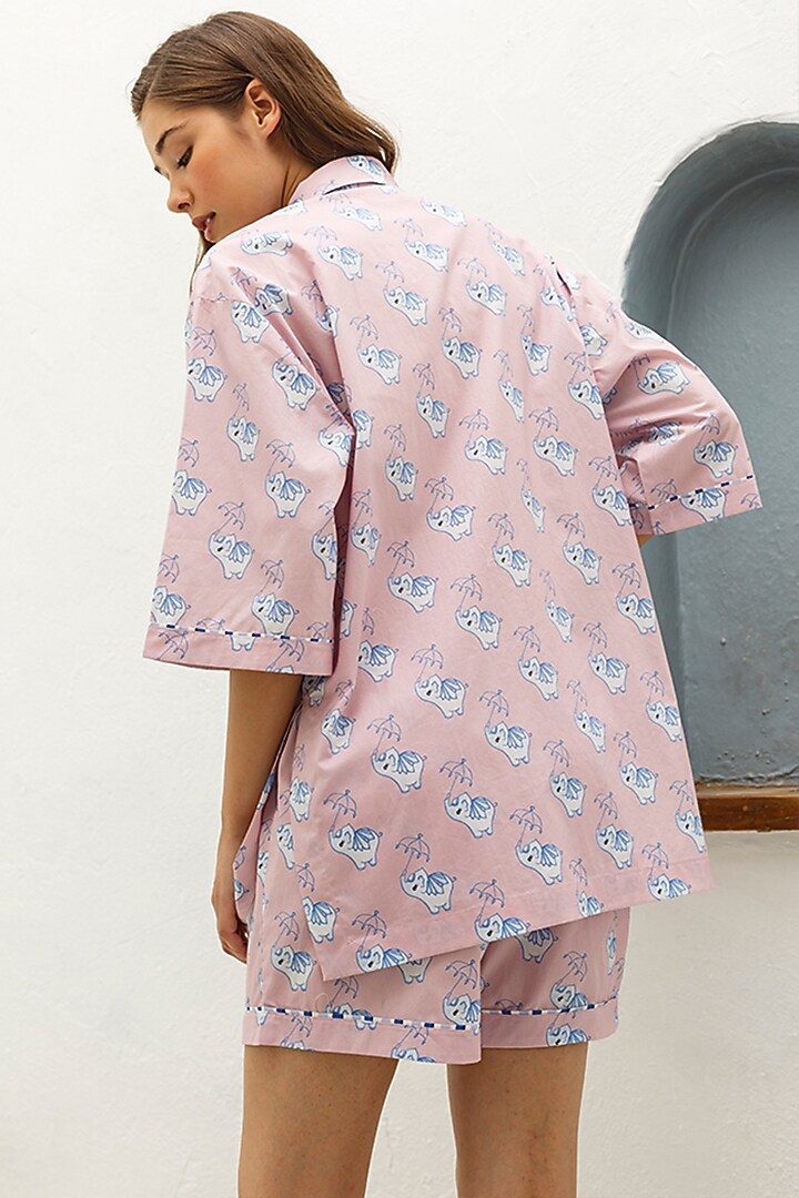 Pink Printed Button-Up Shirt by The Pink Elephant at Pernia's Pop Up Shop