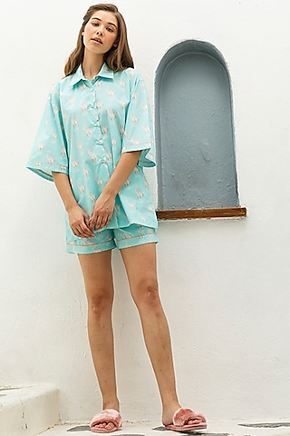 Blue Printed Shirt by The Pink Elephant