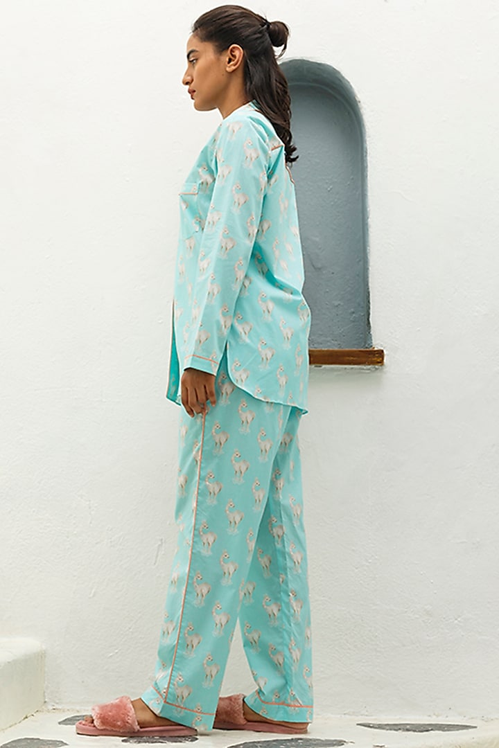 Blue Printed Pajama Pants by The Pink Elephant