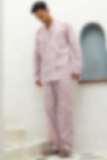 Pink Printed Lounge Pyjama Pants by THE PINK ELEPHANT MEN