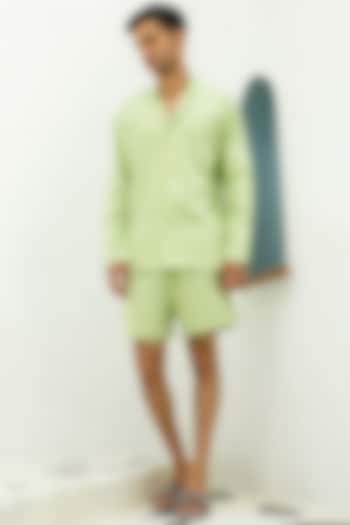 Mint Green Cotton Lounge Shorts by THE PINK ELEPHANT MEN at Pernia's Pop Up Shop