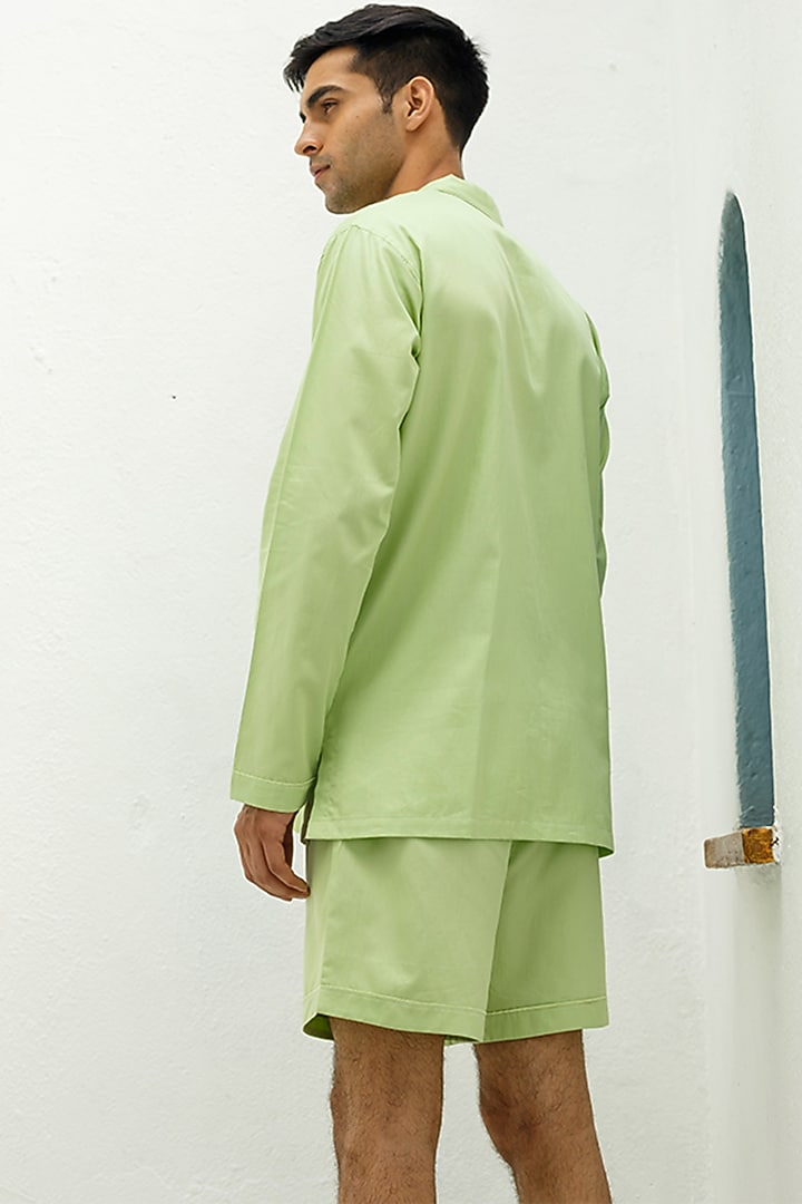 Mint Green Cotton Lounge Shorts by THE PINK ELEPHANT MEN at Pernia's Pop Up Shop