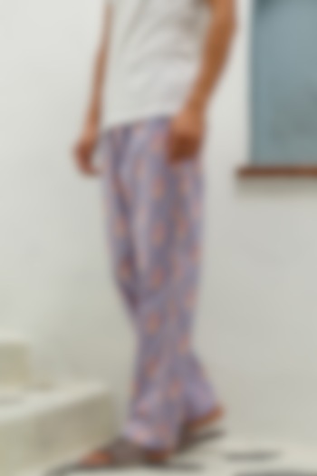 Purple Cotton Printed Lounge Pyjama Pants by THE PINK ELEPHANT MEN at Pernia's Pop Up Shop