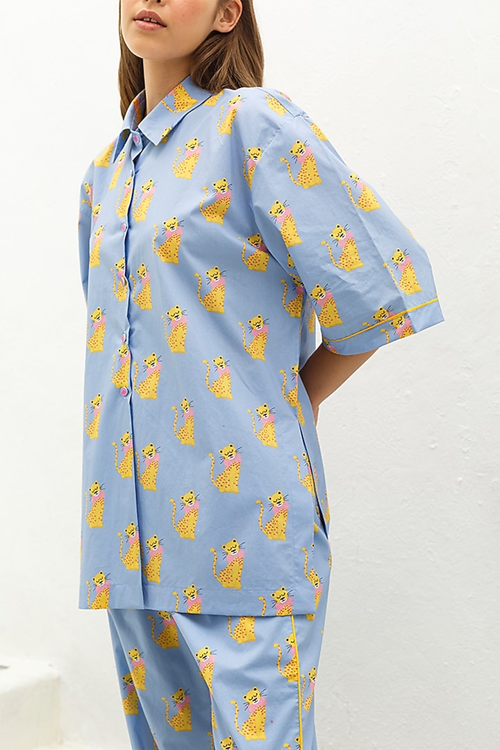 Purple Printed Cotton Shirt by The Pink Elephant at Pernia's Pop Up Shop