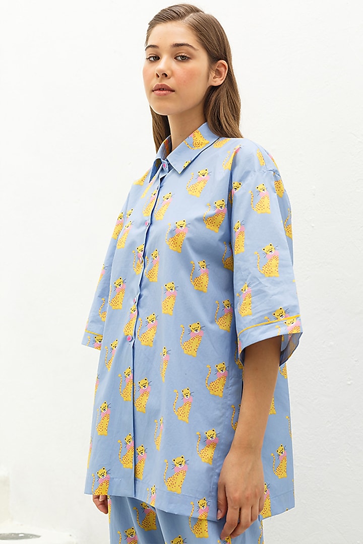 Purple Printed Cotton Shirt by The Pink Elephant at Pernia's Pop Up Shop