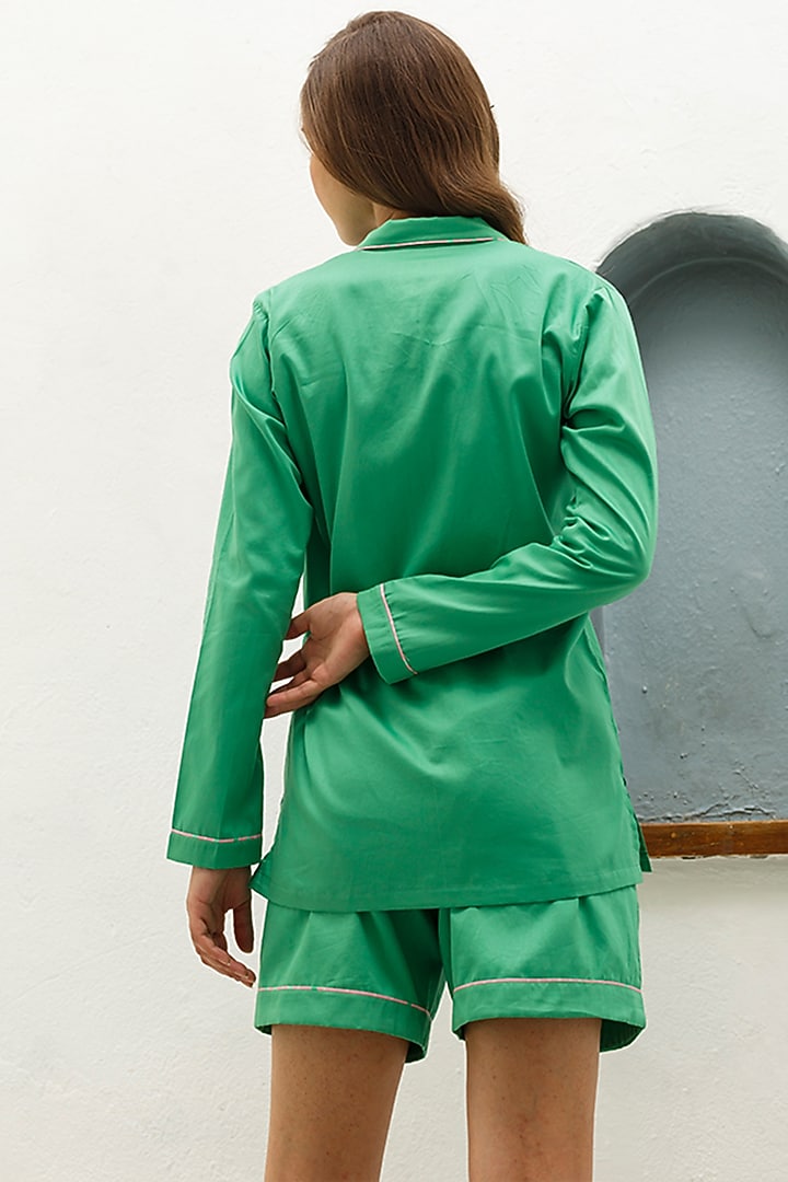 Green & Pink Lounge Shorts by The Pink Elephant at Pernia's Pop Up Shop