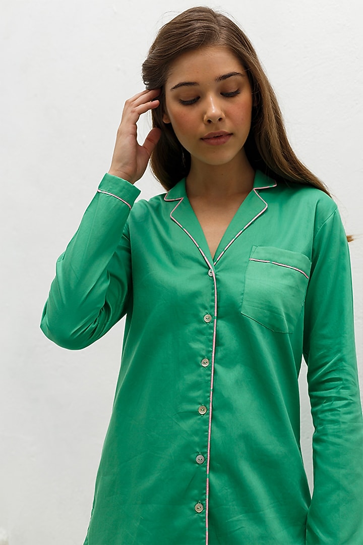Green & Pink Lounge Shirt by The Pink Elephant at Pernia's Pop Up Shop