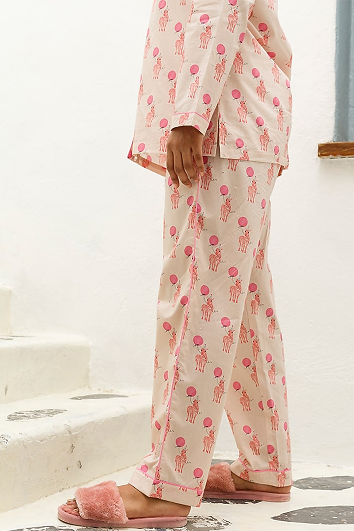 Peach Printed Lounge Pajama Pants by The Pink Elephant at Pernia's Pop Up Shop