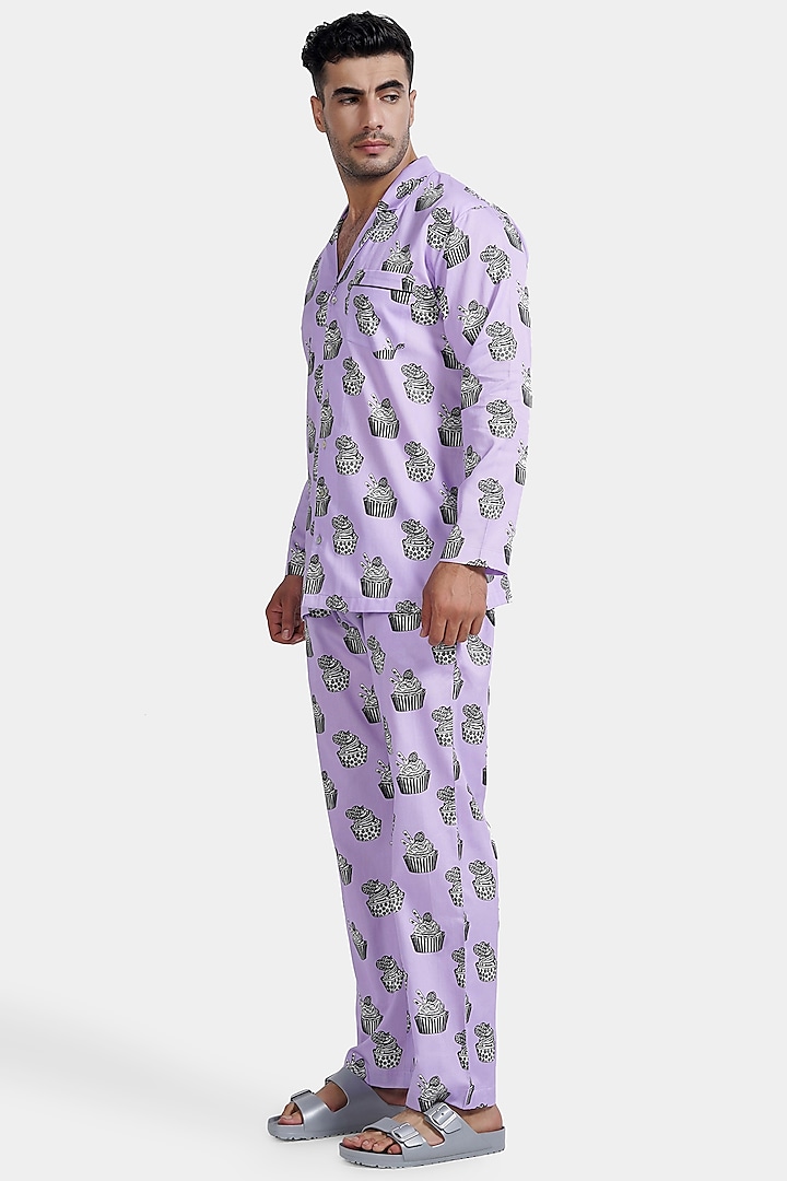 Lavender Cotton Pant Set by THE PINK ELEPHANT MEN