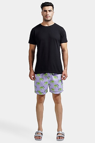 Purple Cotton Shorts by THE PINK ELEPHANT MEN