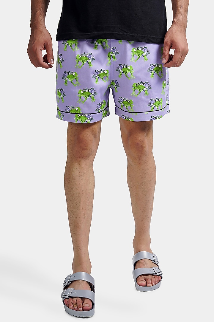 Purple Cotton Shorts by THE PINK ELEPHANT MEN at Pernia's Pop Up Shop