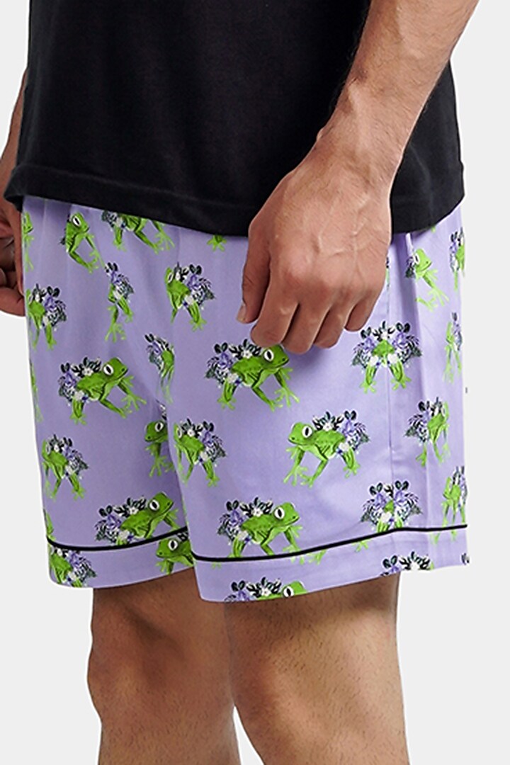 Purple Cotton Shorts by THE PINK ELEPHANT MEN at Pernia's Pop Up Shop