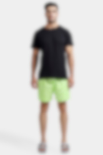 Green Cotton Shorts by THE PINK ELEPHANT MEN
